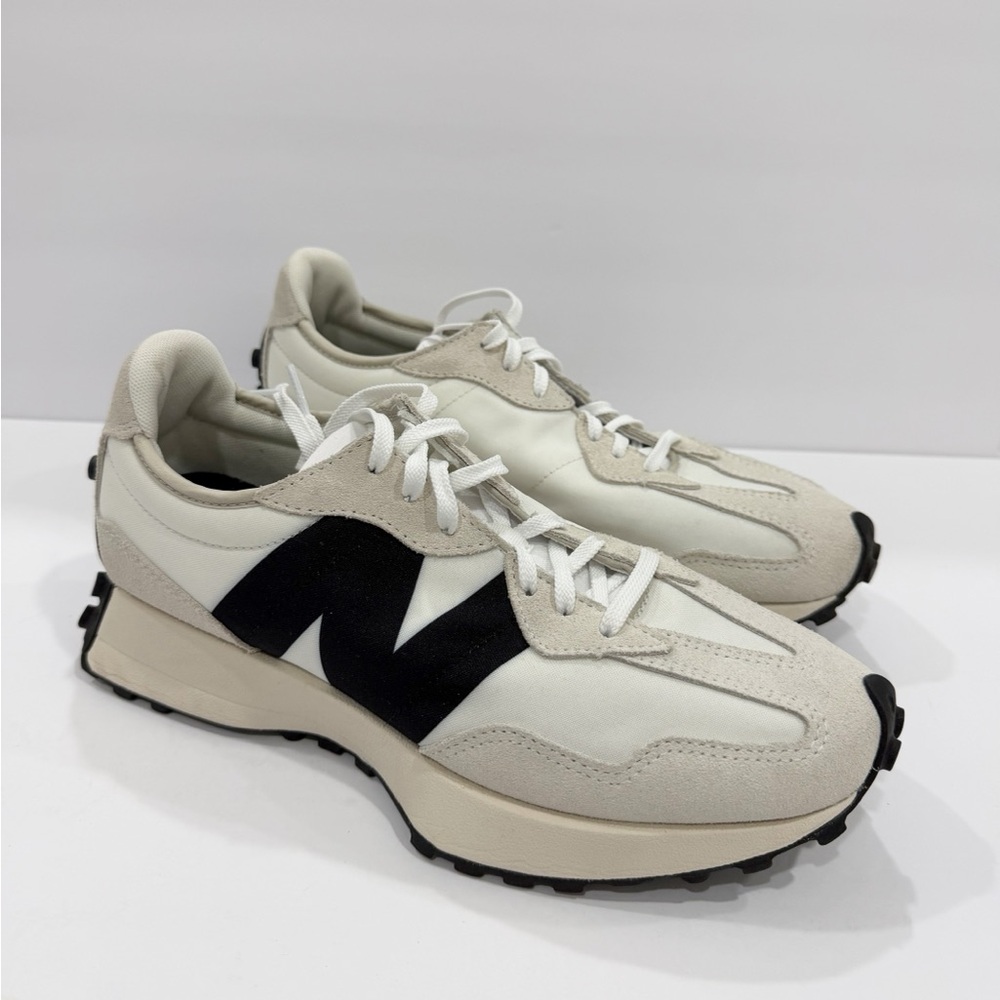 New Balance Cream White Black Retro Runner Sneakers 327